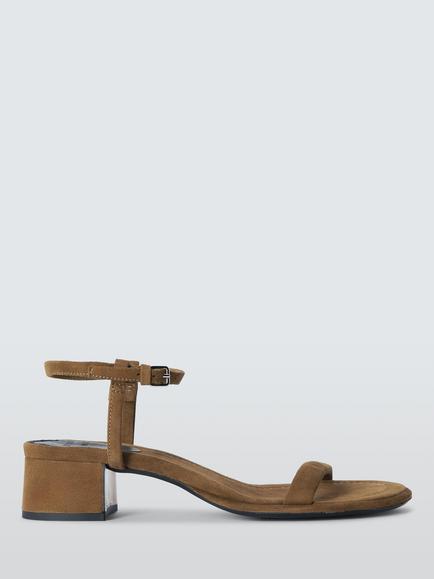 John Lewis Midnight Suede Block Heel Dressy Sandals, Brown, Brown