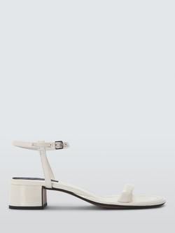 John Lewis Midnight Leather Block Heel Dressy Sandals, Off White, Off White