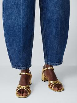 John Lewis Missy Leather Block Heel Dressy Sandals, Gold - view 2, Gold