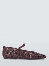 John Lewis Hollies Woven Leather Ballet Flats, Bordeaux