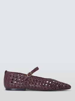 John Lewis Hollies Woven Leather Ballet Flats, Bordeaux, Bordeaux
