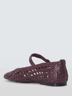John Lewis Hollies Woven Leather Ballet Flats, Bordeaux - view 2, Bordeaux
