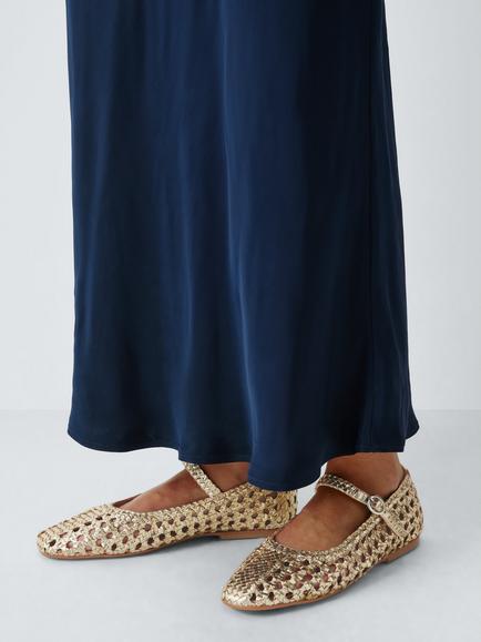 John Lewis Hollies Woven Leather Ballet Flats - view 2, Pale Gold