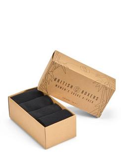 British Boxers Stripe Ankle Socks, Pack of 4, Black