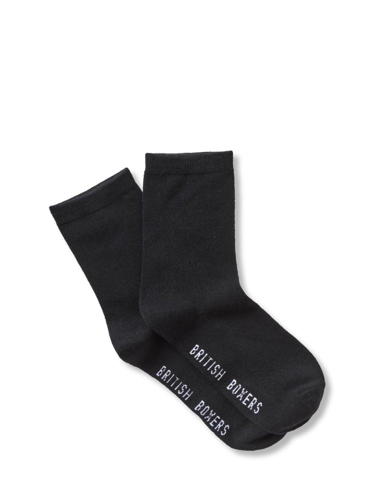 Product image 2 of 2, which shows British Boxers Stripe Ankle Socks, Pack of 4, Black, One Size