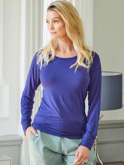 British Boxers Bamboo Rich Long Sleeve Pyjama Top, French Navy