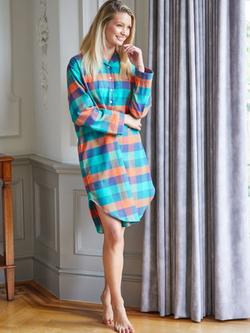 British Boxers Check Brushed Cotton Nightshirt - view 2, Acorn Squash