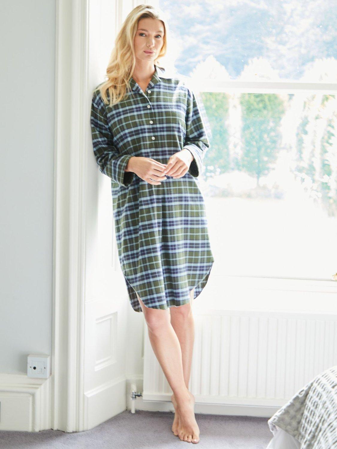 Product image 1 of 3, which shows British Boxers Tartan Brushed Cotton Nightshirt, Jura, S