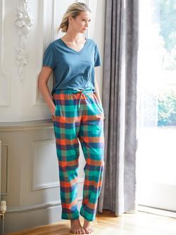 British Boxers Check Brushed Cotton Pyjama Trousers - view 2, Acorn Squash