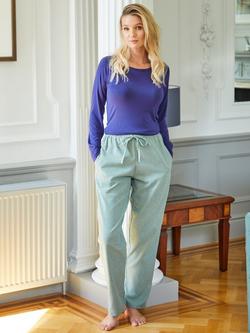 British Boxers Herringbone Brushed Cotton Pyjama Trousers, Moss