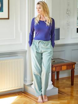 British Boxers Herringbone Brushed Cotton Pyjama Trousers - view 2, Moss