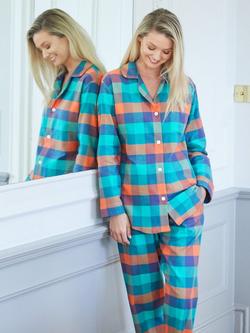 British Boxers Check Brushed Cotton Pyjama Set - view 2, Acorn Squash