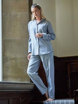 British Boxers Stripe Brushed Cotton Pyjama Set - view 2, Chalk