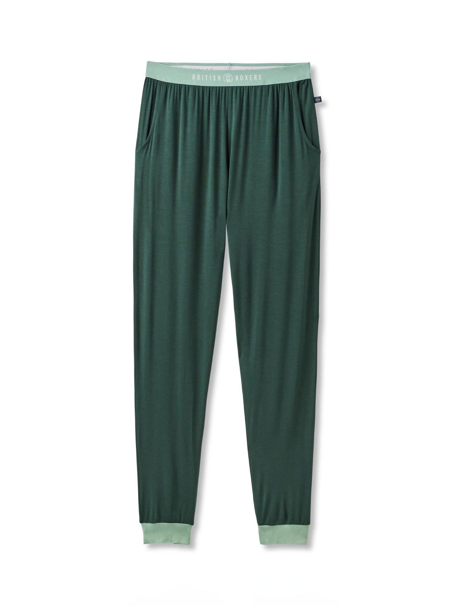 Product image 4 of 4, which shows British Boxers Bamboo Rich Long Pyjama Set, Deep Forest, XS