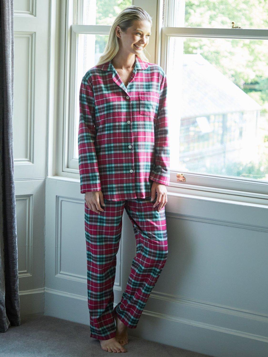 Product image 3 of 4, which shows British Boxers Tartan Brushed Cotton Pyjama Set, Gaia, XS