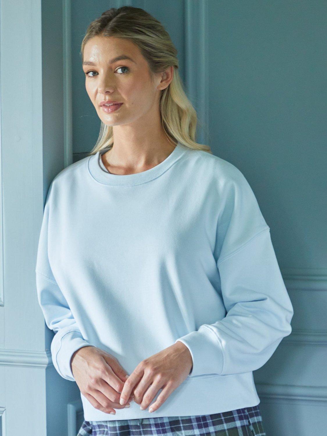 Product image 1 of 3, which shows British Boxers Crew Neck Lounge Sweatshirt, Ice Blue, XS