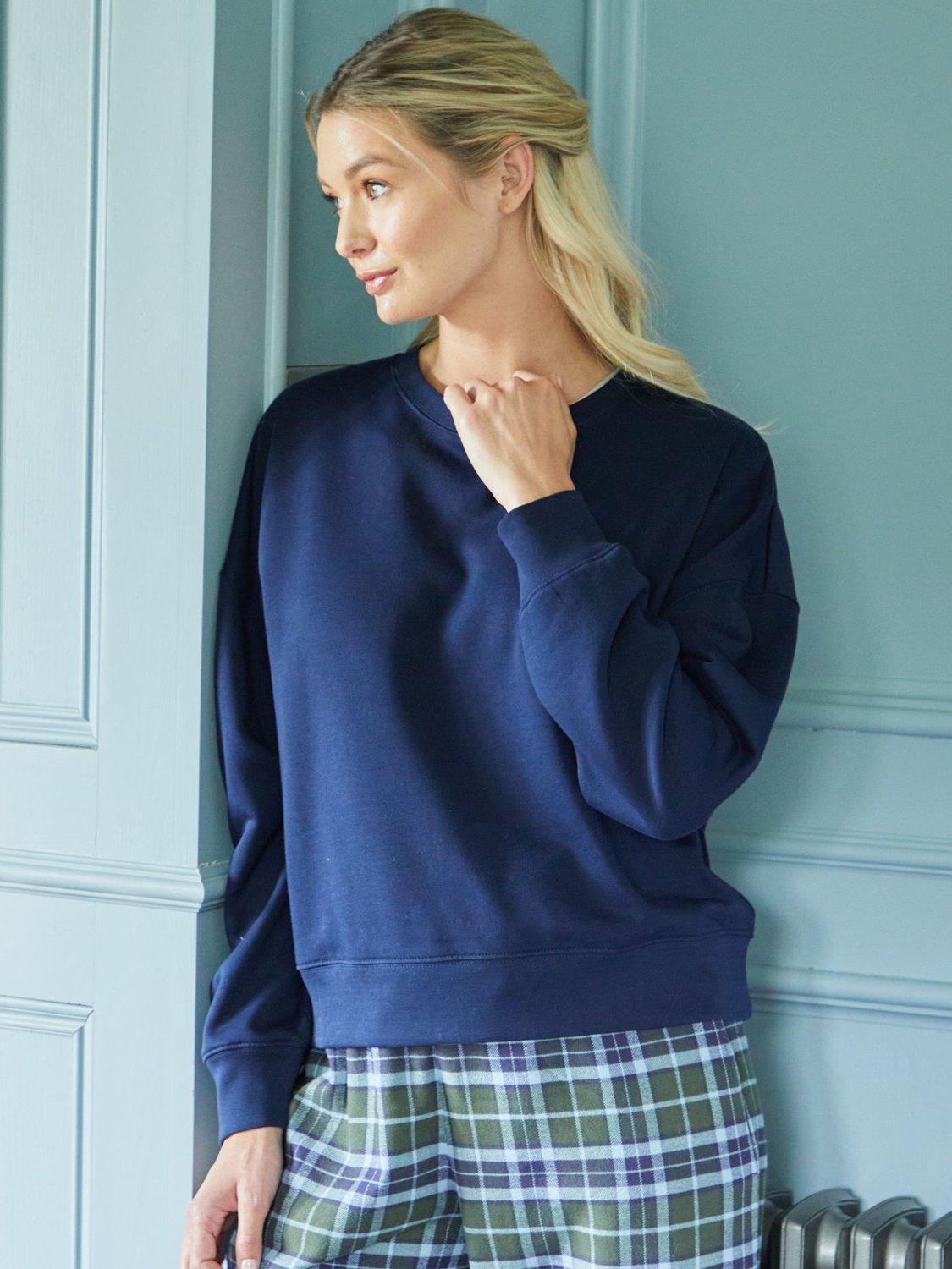 Product image 2 of 3, which shows British Boxers Crew Neck Lounge Sweatshirt, French Navy, XS