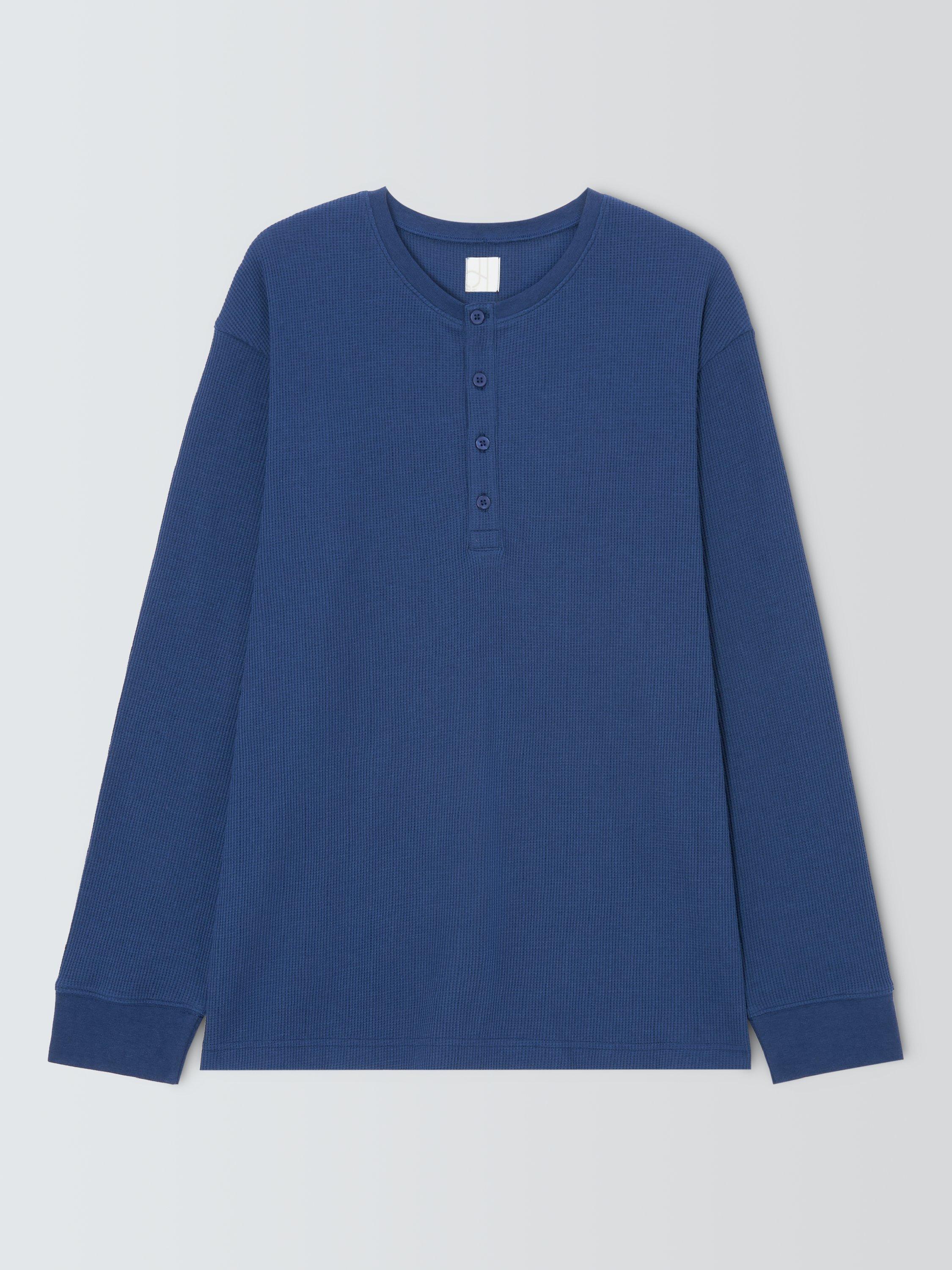 Product image 4 of 6, which shows John Lewis Waffle Henley Top, Blue Navy, S