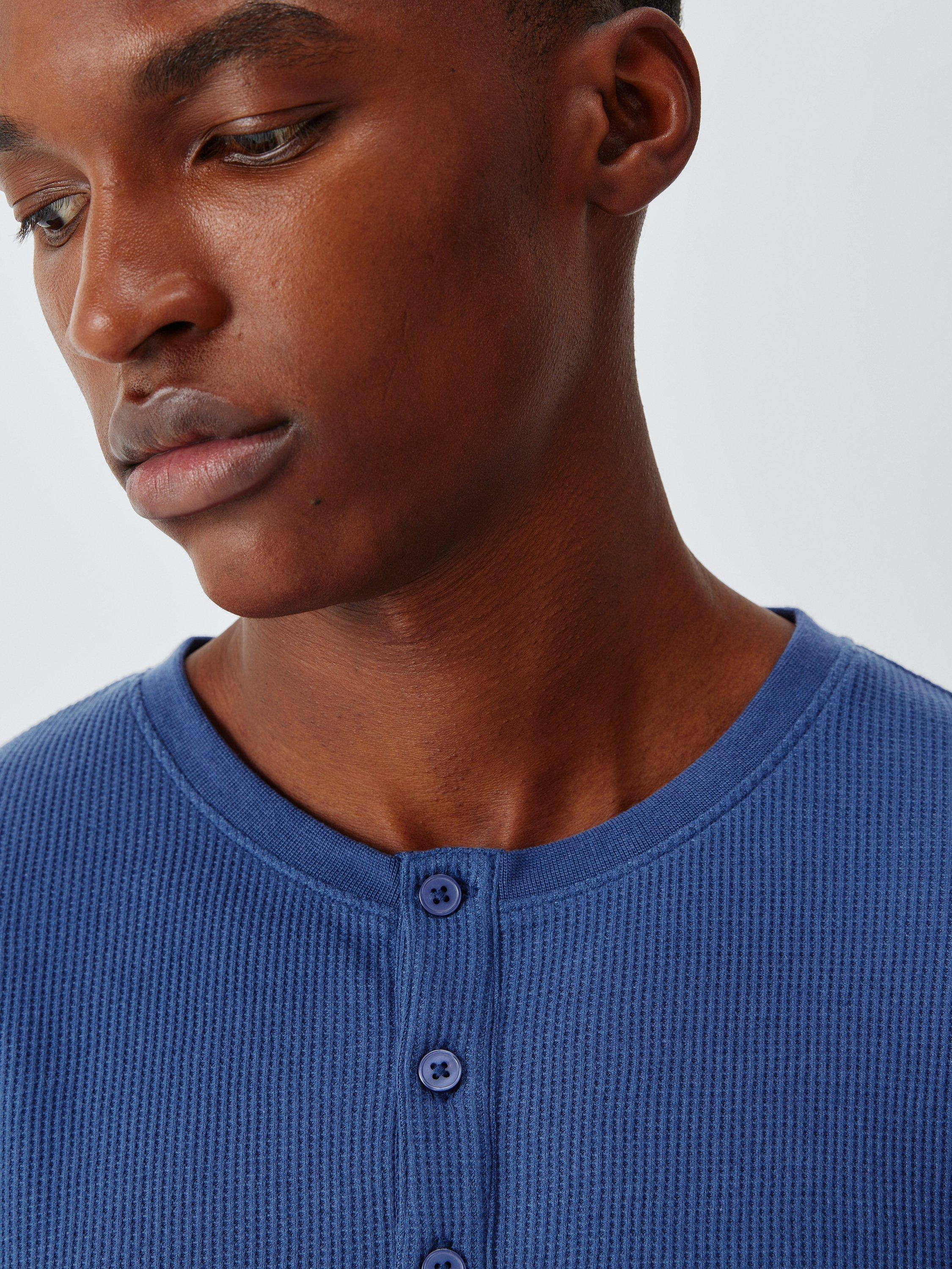 Product image 5 of 6, which shows John Lewis Waffle Henley Top, Blue Navy, S