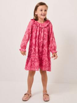 Monsoon Kids' Floral Burnout Dress, Pink, Pink