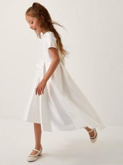 Monsoon Kids' Isabella Short Sleeve Pearl Embellished Dress, Ivory, Ivory