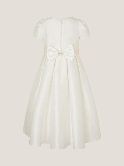 Monsoon Kids' Isabella Short Sleeve Pearl Embellished Dress, Ivory - view 2, Ivory
