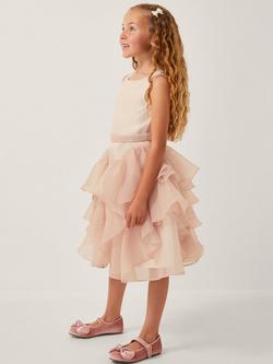 Monsoon Kids' Joanie Organza Ruffle Party Dress, Pink, Pink