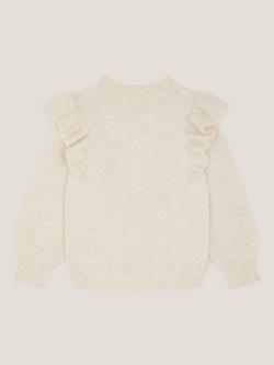 Monsoon Kids' Christmas Deer Knit Jumper, Cream - view 2, Cream
