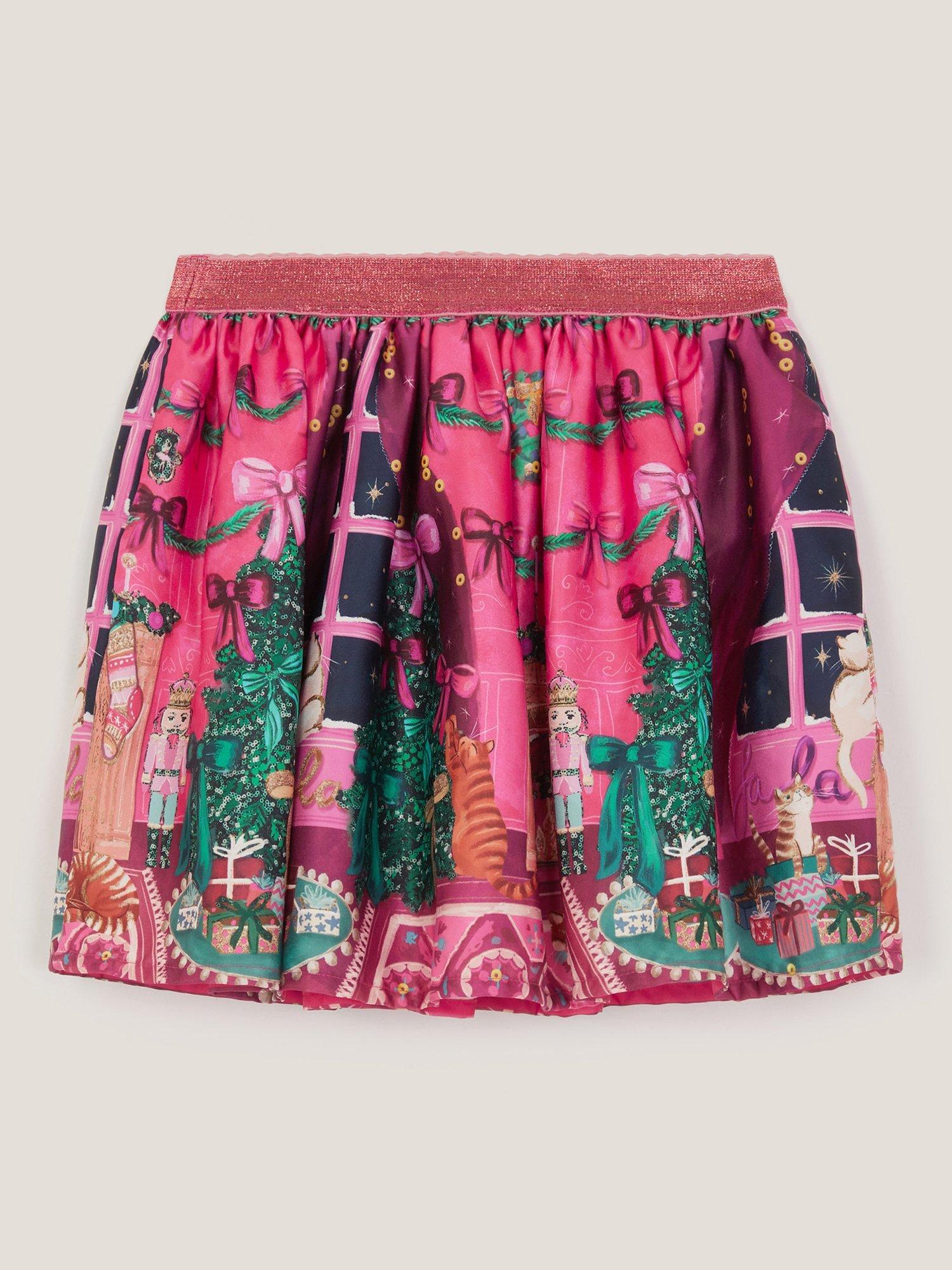 Product image 3 of 4, which shows Monsoon Kids' Christmas Skirt, Pink, 3-4 years