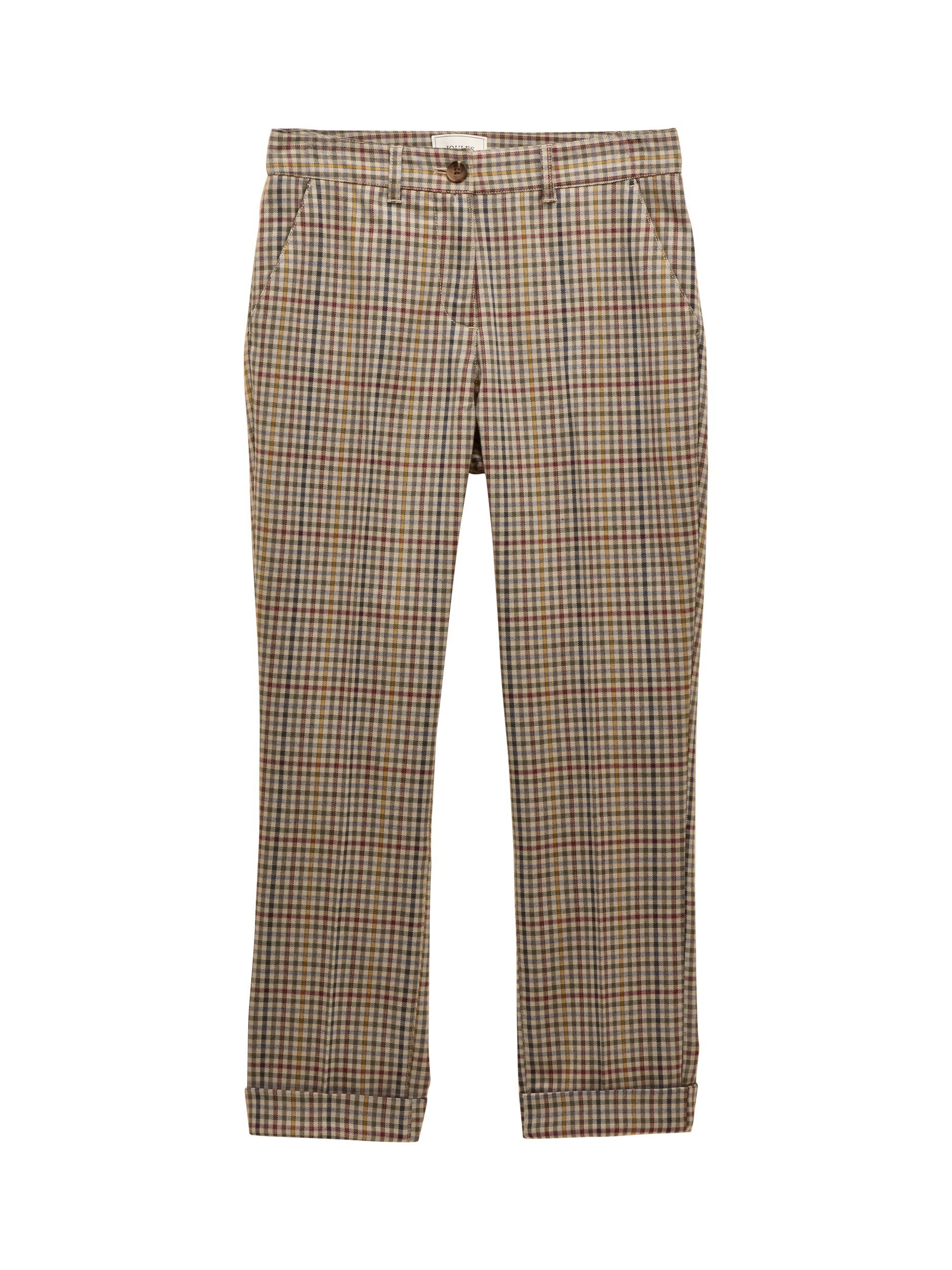 Product image 8 of 8, which shows Joules Ada Tweed Mid Rise Tailored Trousers , Brown/Multi, 20