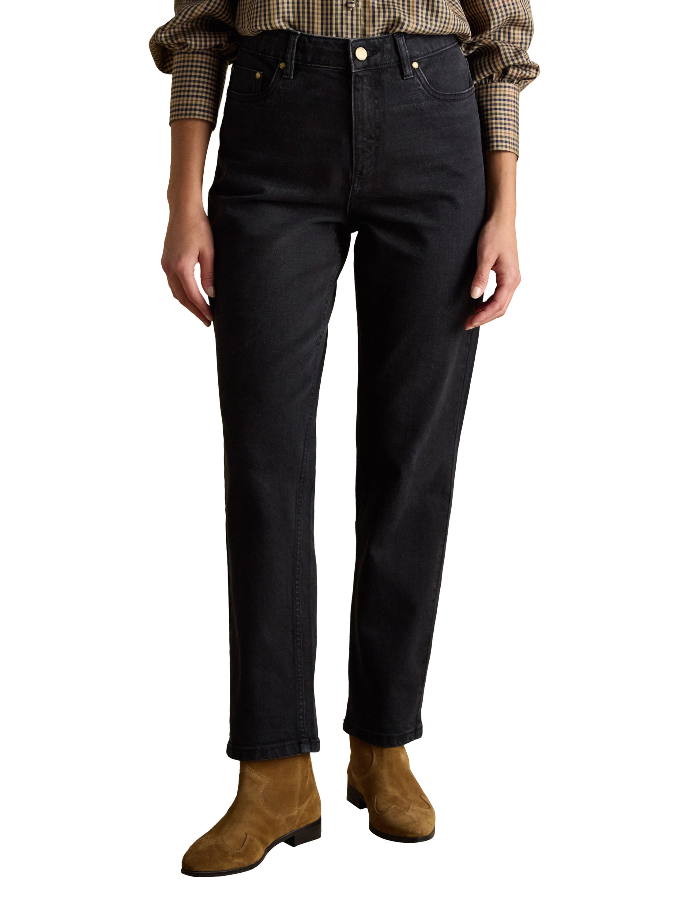 Product image 1 of 8, which shows Joules Straight Cut Slim Jeans, Black, 6