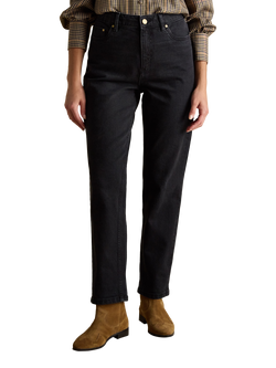 Joules Straight Cut Slim Jeans, black, Black