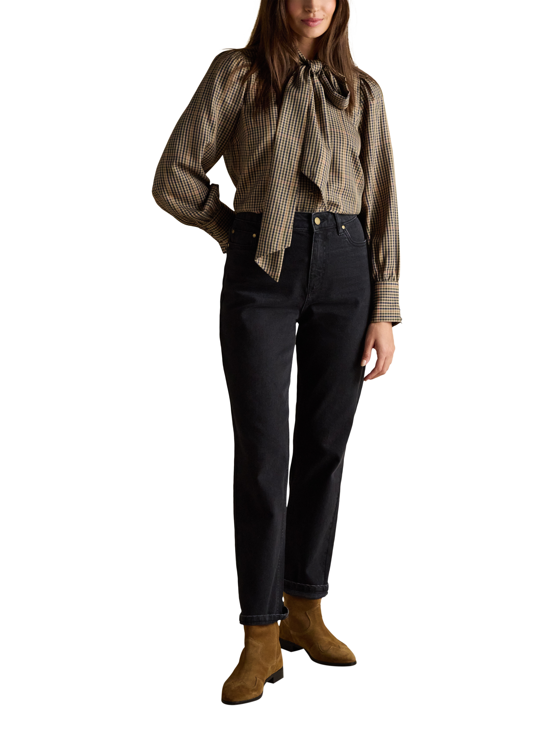 Product image 4 of 8, which shows Joules Straight Cut Slim Jeans, Black, 6