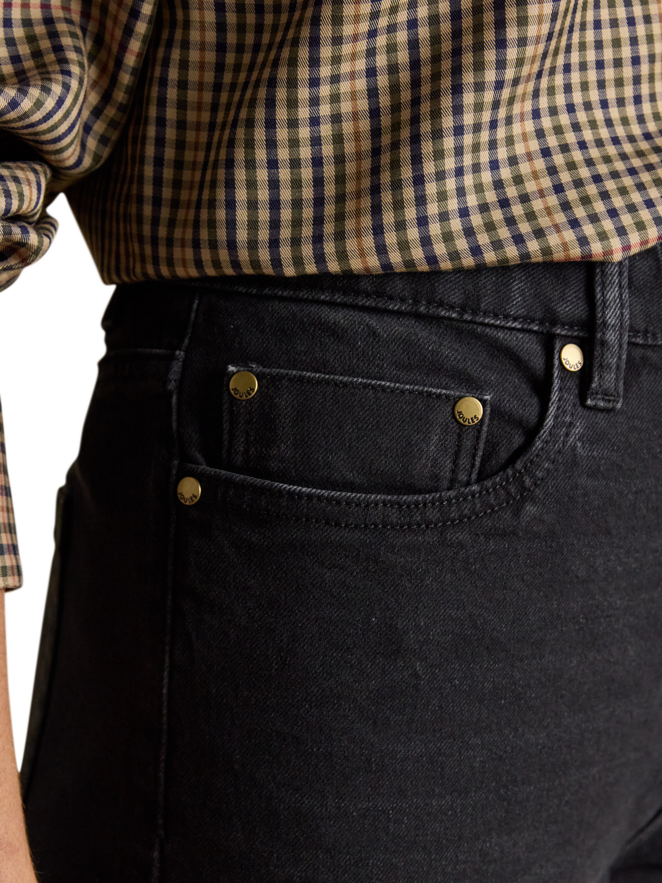 Product image 5 of 8, which shows Joules Straight Cut Slim Jeans, Black, 6