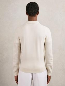Reiss Hamilton Half Zip Wool Polo Shirt - view 2, Off White