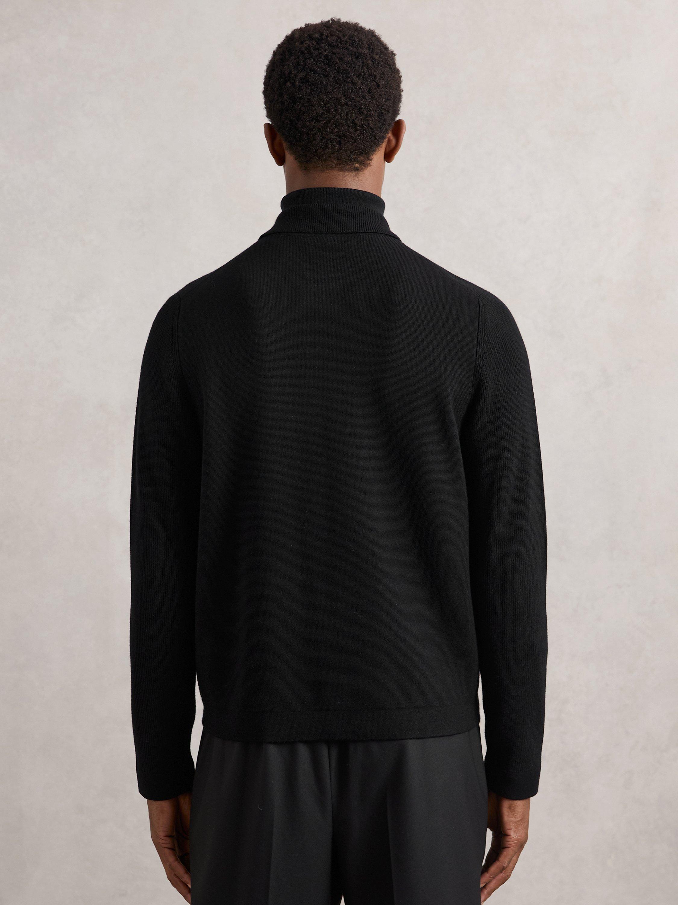 Product image 2 of 5, which shows Reiss Roberto Zip Front Cardigan, Black, XS