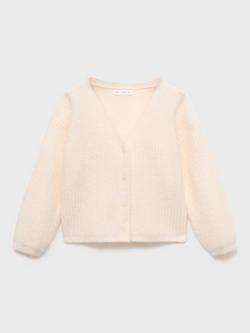 Mango Kids' Freya Plain Cardigan, Natural White - view 2, Natural White