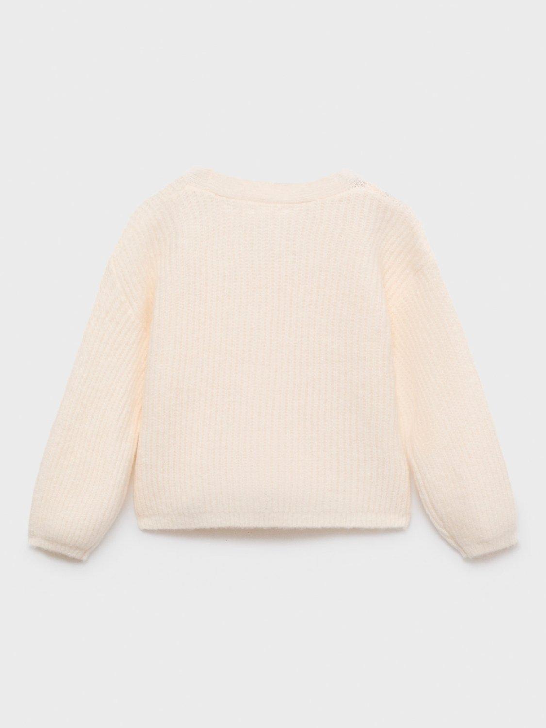 Product image 3 of 6, which shows Mango Kids' Freya Plain Cardigan, Natural White, 12-18 months