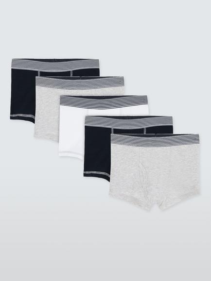John Lewis Kids' Monochrome Trunks, Pack of 5, Multi, Multi