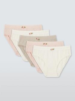 John Lewis Kids' Rose Knickers, Pack of 5, Multi, Multi