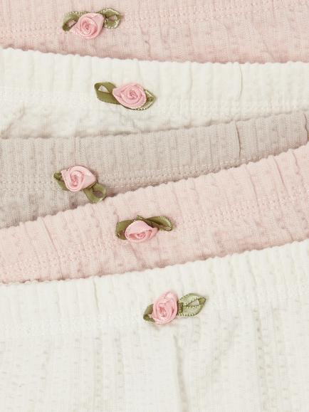 John Lewis Kids' Rose Knickers, Pack of 5, Multi - view 2, Multi