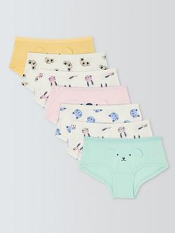 John Lewis Kids' Animal Shorty Knickers, Pack of 7, Multi, Multi