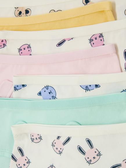 John Lewis Kids' Animal Shorty Knickers, Pack of 7, Multi - view 2, Multi