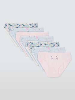 John Lewis Kids' Bunny Knickers, Pack of 7, Multi, Multi