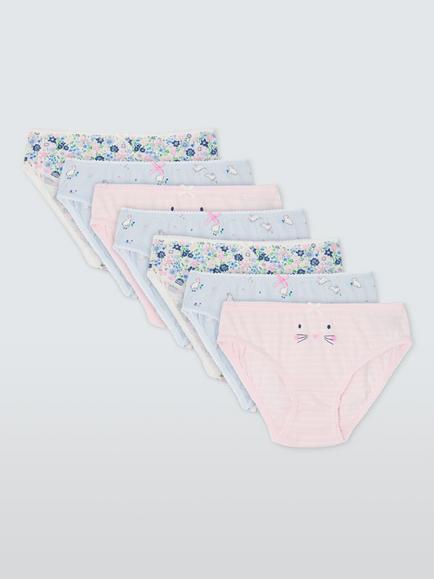 John Lewis Kids' Bunny Knickers, Pack of 7, Multi, Multi
