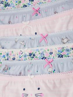 John Lewis Kids' Bunny Knickers, Pack of 7, Multi - view 2, Multi