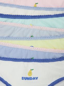 John Lewis Kids' Days of the Week Fruit Knickers, Pack of 7, Multi - view 2, Multi