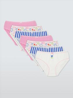 John Lewis Kids' Floral Scribble Knickers, Pack of 7, Multi, Multi