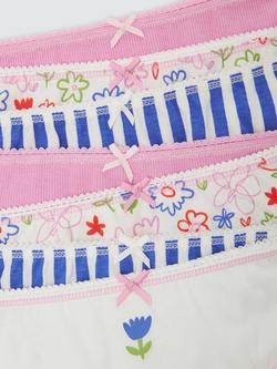 John Lewis Kids' Floral Scribble Knickers, Pack of 7, Multi - view 2, Multi