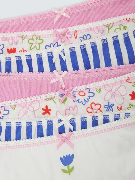 John Lewis Kids' Floral Scribble Knickers, Pack of 7, Multi - view 2, Multi